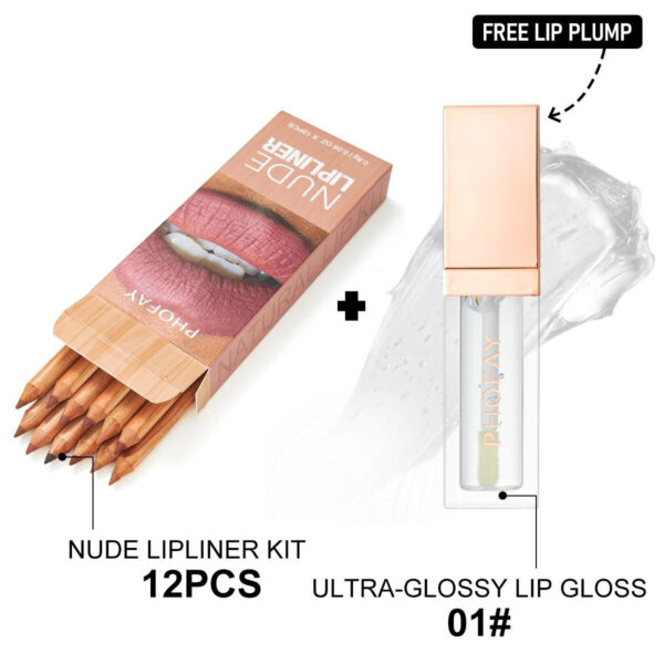 PHOFAY Ultra-Glossy Lip Gloss Nude Lipliner Kit - Image 4