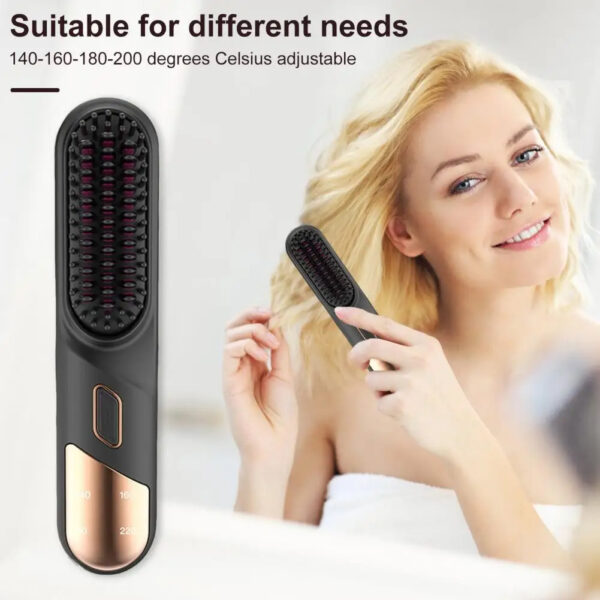 Wet Dry Hair Straightener Cordless Hair Straightener Brush With Fast Heating Negative Ions For Fluffy Curly Hair For Electric - Image 9