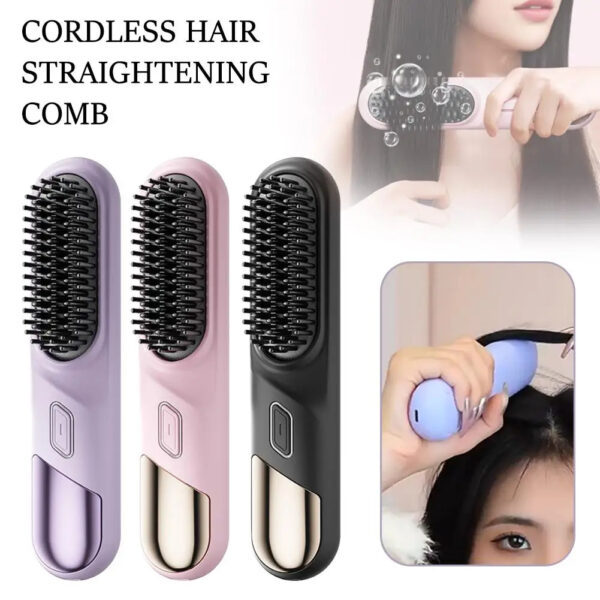 Wet Dry Hair Straightener Cordless Hair Straightener Brush With Fast Heating Negative Ions For Fluffy Curly Hair For Electric - Image 7