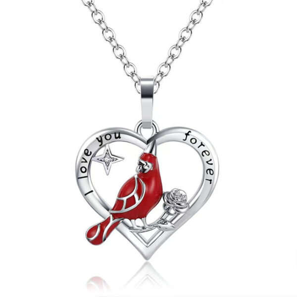 Creative Heart Shaped Cardinal Pendant Necklace, Exquisite Party Commemorative Accessory Gift Jewelry Anniversary Party Gifts, Valentine's Day Gift - Image 3