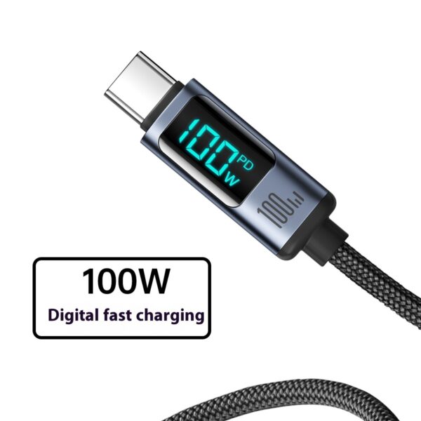 PD20 Charging 66W Charge Braiding Thread Aluminum Alloy Digital Display Fast Charge Data Cable - Image 3