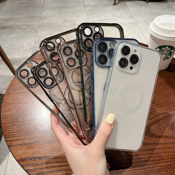 Electroplating Soft Diamond Ring Phone Case Drill Leakage Standard Mobile Phone Case Lens Film - Image 2