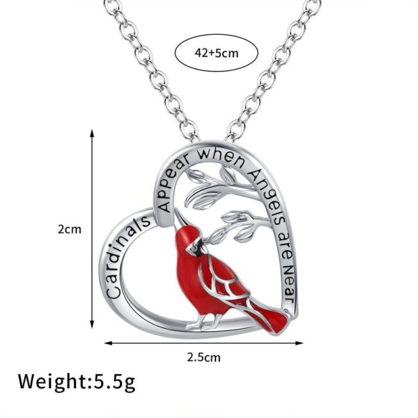 Creative Heart Shaped Cardinal Pendant Necklace, Exquisite Party Commemorative Accessory Gift Jewelry Anniversary Party Gifts, Valentine's Day Gift - Image 4