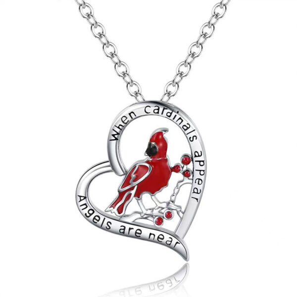 Creative Heart Shaped Cardinal Pendant Necklace, Exquisite Party Commemorative Accessory Gift Jewelry Anniversary Party Gifts, Valentine's Day Gift - Image 7